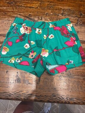 J. Crew Teal Floral Shorts with Pink & Cream Accents